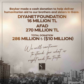 Baykar’dan Gazze’ye 286 Milyon liralık insani yardım