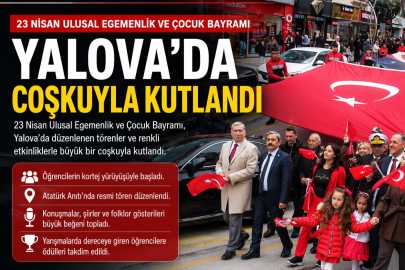 Yalova’da 23 Nisan Coşkusu: Ulusal Egemenlik ve Çocuk Bayramı Törenlerle Kutlandı